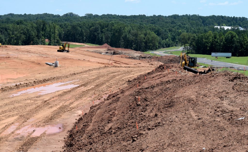 excavators at work